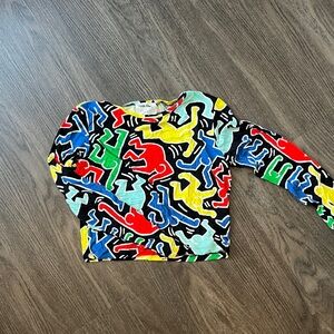 Alice + Olivia x Keith Harry Multicolor Graphic Crop Top